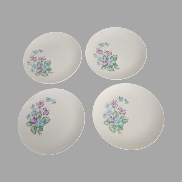 Set 3 Vintage Royalon Melmac 6.25" Saucer Violet Purple Corsage - Set of 4 - Picture 2 of 3